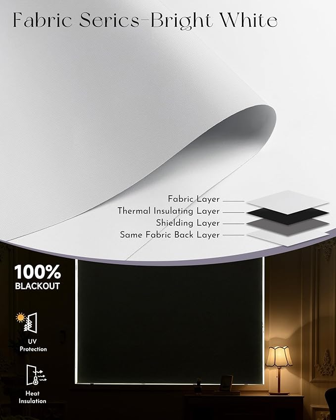 Graywind Motorized Shades 100% Blackout Work with Alexa Google WiFi Hardwired Smart Roller Shade Remote Control Automated Window Blinds with Valance, Customized Size (Bright White)