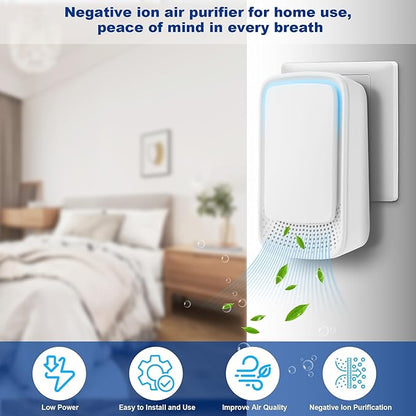 VGY Plug In Air Purifier (4 Pack) – Ionizer Air Purifier, Quiet Negative Ion Air Purifiers, Portable Air Filter Odor for Home, Bedroom, Office, kitchen, Pet Room, White