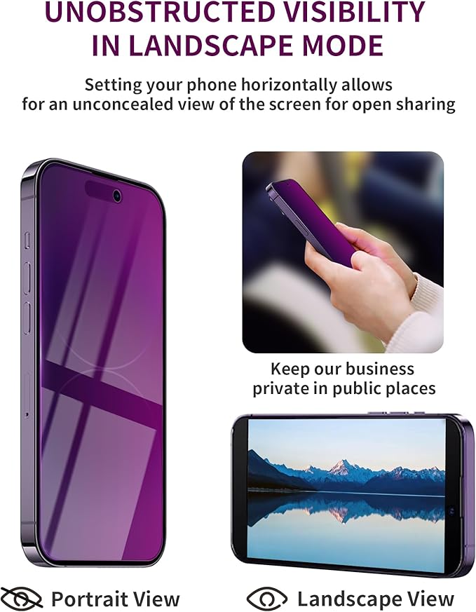 2 Pack Privacy Screen Protector for iPhone 12 Pro Max Tempered Glass 6.7'' Private Saver Anti-Spy Anti-Blue Light Eye Protection Anti-Scratch Full Coverage No Bubble