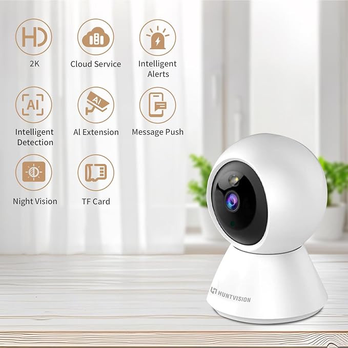 MeterMall HuntVision - 3MP Indoor WiFi PT Camera, Ivy Smart APP, Support 2.4G WiFi and Bluetooth, Day and Night Mode, Security Camera with Accurate Human Detection and Human Tracking