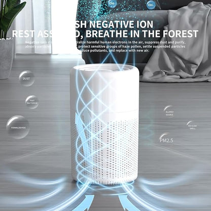 HomeBeyond HEPA Air Purifier for Bedroom with Aromatherapy Sink, 3-in-1 Filter for Pet Hair, Dust, Smoke, Portable Desk Filter for Small Room Up to 215 Ft², 360° intake Air & USB Cable, White