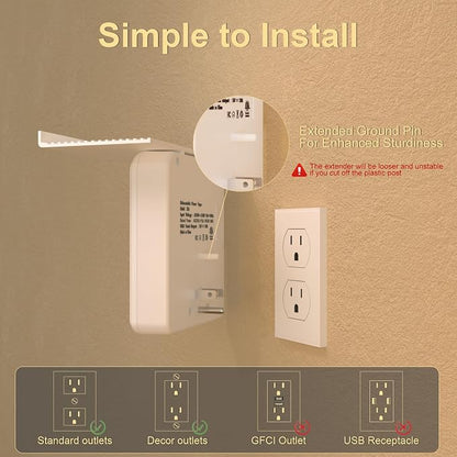 Overtop Power Charger with Shelf,Wall Outlet Extender,Surge Protector 1800J