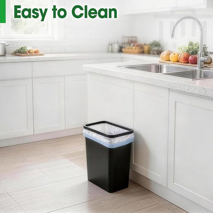 5 Pack Small Trash Can, Plastic Wastebaskets, 3.5 Gallon Small Garbage Can for Bathroom, Bedroom, Kitchen, Office, Black