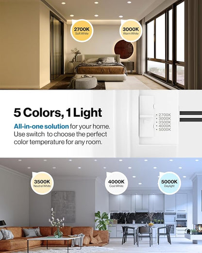 Sunco 24 Pack 4 Inch LED Recessed Lights, Retrofit Can Lighting, 660 LM, 11W (40W Equivalent), Selectable CCT 2700K/3000K/3500K/4000K/5000K, Dimmable, Baffle Trim, Replacement Conversion Kit UL