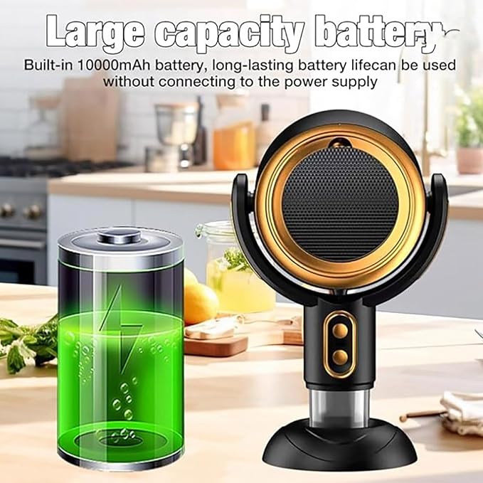 Portable Smoke Fan for Smoking Indoors, Rechargeable Smoke Eliminator for Home Smoking, Air Purifier with Removable Filter, Household Desktop Range Hood for Cooking (Yellow, Charging)