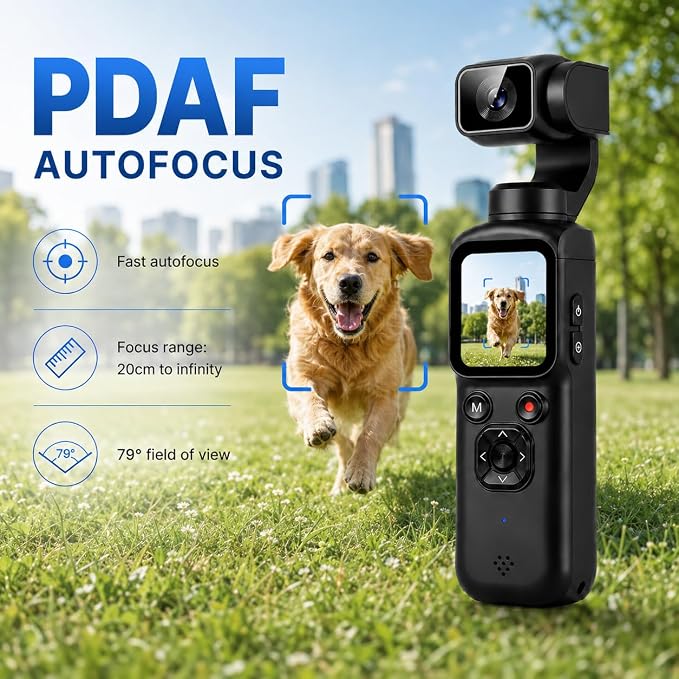 4K Pocket Gimbal Camera with Autofocus and Face Tracking