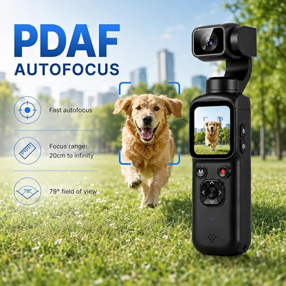 4K Pocket Gimbal Camera with Autofocus and Face Tracking