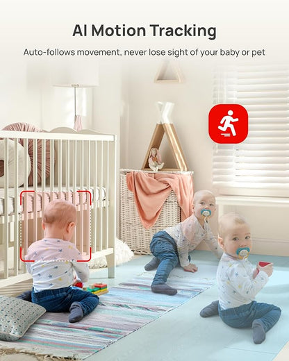 Dual Lens Security Indoor Camera 5G/2.4G WiFi, 2K+2K Pet Smart Camera with Pan Tilt for Home, Baby Monitor, AI Tracking, Motion Detection, Color Night Vision, 2-Way Talk, No Dead Zone, 355° View