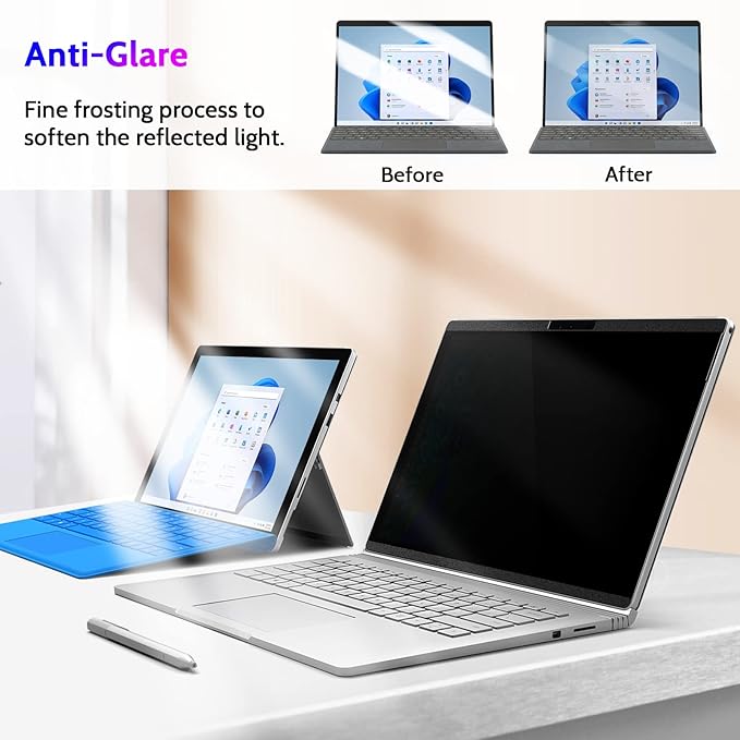 Peslv Magnetic Privacy Screen for Surface Pro 7+/7/6/5/4/3 12.3 Inch, Removable Anti Blue Light Glare Filter, Black Security Private Apy Block Protector