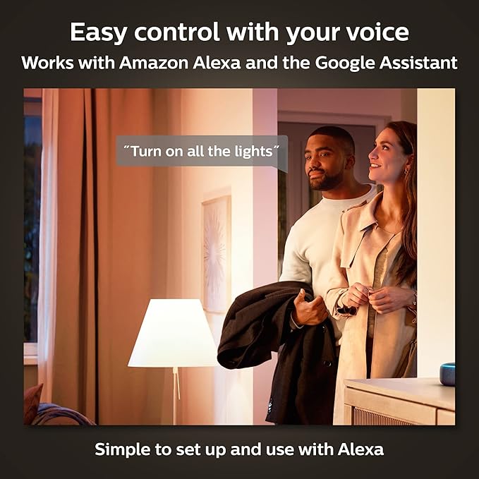 Philips Hue Smart 60W A19 LED Bulb - White and Color Ambiance Color-Changing Light - 2 Pack & Smart 60W A19 LED Bulb - Soft Warm White Light - 4 Pack - 800LM - E26 - Indoor