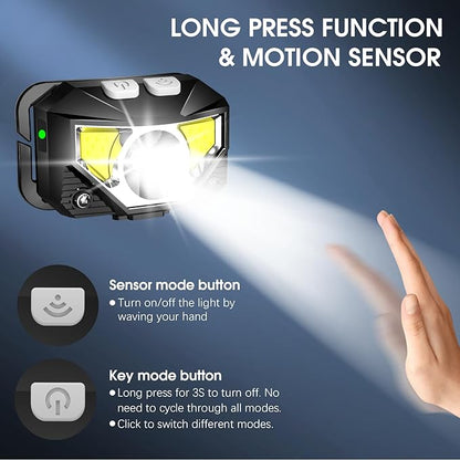 LHKNL Headlamp Flashlight,6-Pack Lumen Ultra Bright LED Rechargeable Headlight with White Red Light,Waterproof Motion Sensor Head Lamp,8 Mode for Outdoor Camping Running Cycling Fishing