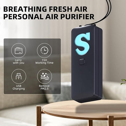Portable Neck Negative Ion Generator - USB Rechargeable Personal Air Purifier for Travel, Office & Commute