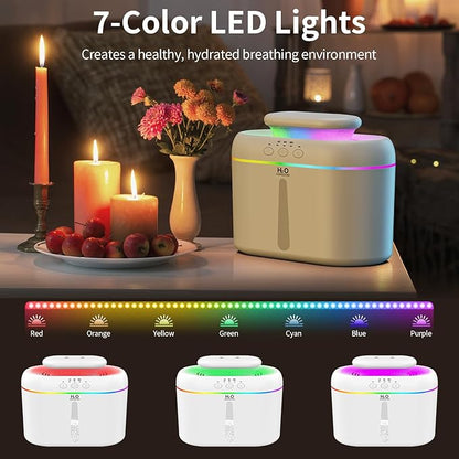 2L humidifiers for bedroom humidifier Home Ultra-Quiet 28 dB Quiet Supersized Cool Mist Air Humidifier for Baby Nursery，Dual Nozzie，Easy to Clean & Fill, 7 Color NightLight (White)