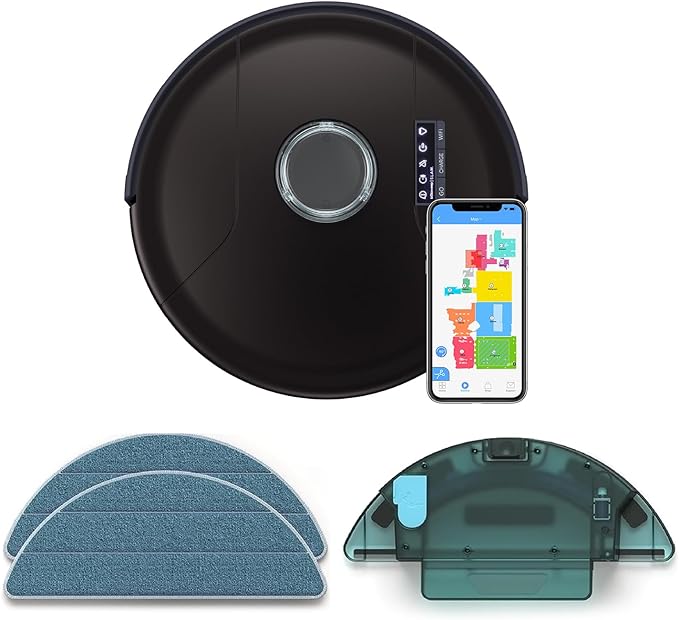 bObsweep PetHair SLAM Robot Vacuum Cleaner with Wet/Dry Mop, Advanced LiDAR Mapping with Editable Map/NoSweep Zones, Alexa/Google Compatible, Good for Pet Hair, Carpet, Hardwood and Tile, in Jet