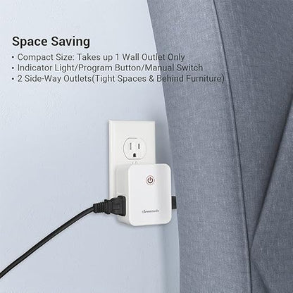 DEWENWILS Remote Control Outlet, Wireless Wall Light Switch with 2 Side Outlets, No Wiring Remote Outlet Switch for Lamps, Fans, Household Appliance, 100FT Range, ETL Listed(2 Switches and 1 Outlet)