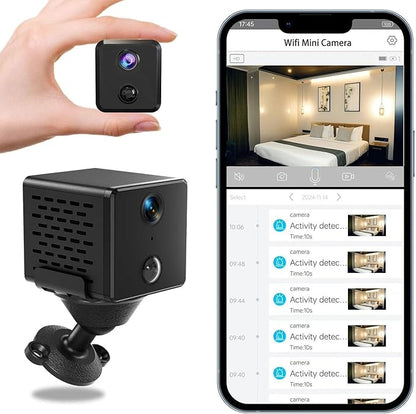 Wireless Mini Security Camera FKJ-WiFi, Remoted App Viewing, Long time Standby Battery Camera for Home, 2K Live View, Portable,Indoor with Auto Night Vision & Real-time Motion Alerts