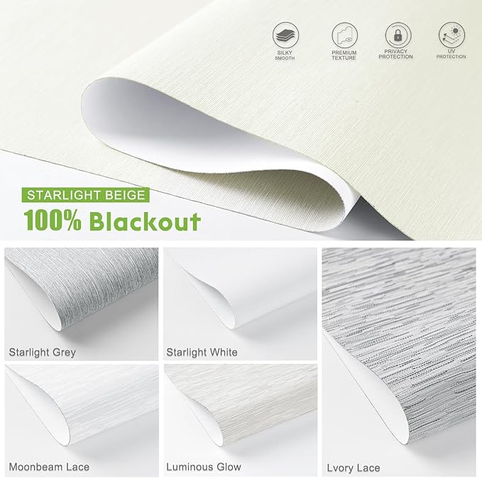 Motorized Blinds with Remote，100% Blackout Smart Blinds Motorized Roller Shades Compatible with Alexa Automatic Blinds for Windows Electric Window Blinds Customized Size Starlight Beige