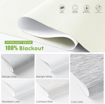 Motorized Blinds with Remote，100% Blackout Smart Blinds Motorized Roller Shades Compatible with Alexa Automatic Blinds for Windows Electric Window Blinds Customized Size Starlight Beige