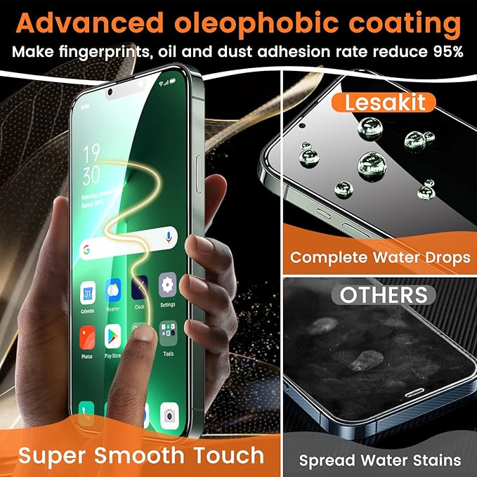 Lesakit 3+3 Pack Privacy Screen Protector for iPhone 13 Pro Max 6.7-Inch with 3 Pack Camera Lens Protector, Anti Spy Tempered Glass Film 9H Hardness Bubble Free Case Friendly