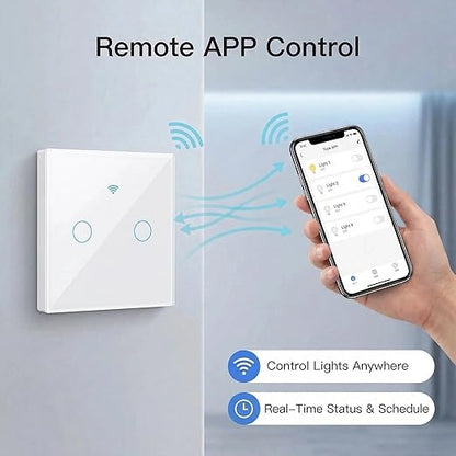 Smart Touch Light Switch 3 Gang, T34 Tri-Mode WiFi BT 433MHz, Tuya App Control, Compatible with Alexa & Google Assistant, No Hub, 10A, Triple Gang Wall Switch for Home (White)
