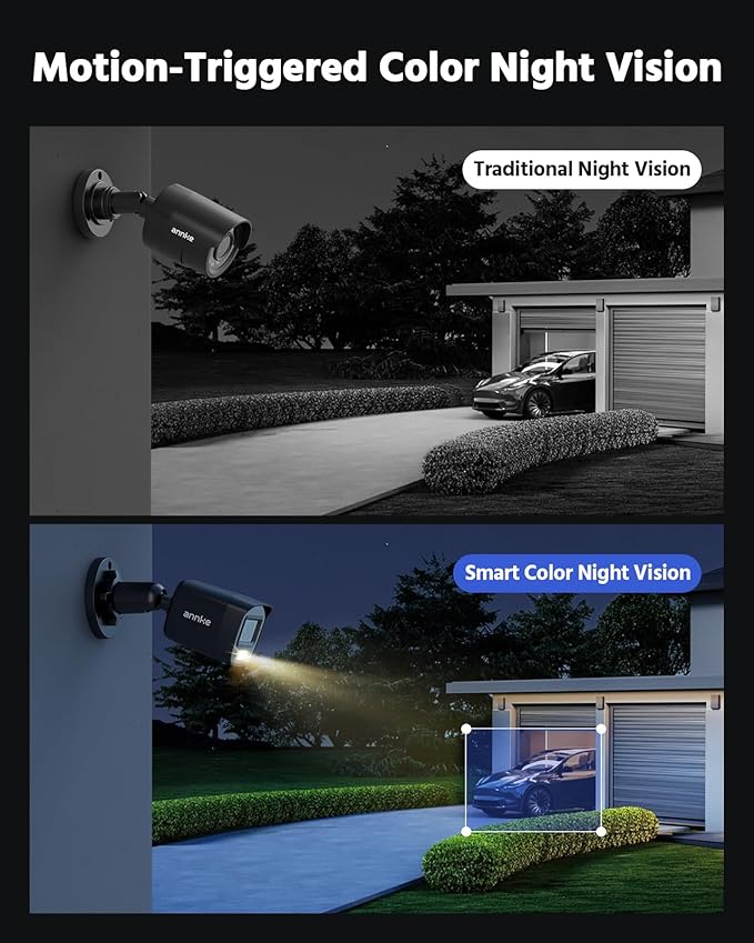 ANNKE 8CH 3K Lite Wired Security Camera System, H.265 Pro+ DVR with AI Human/Vehicle Detection, 4 x 2MP Wired CCTV Camera, Smart Color Night Vision, Easy Remote Access, IP67(NO HDD)