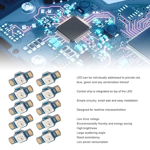 10Pcs LED Module, High Brightness Smart RGB LED, Energy Saving Lightweight Decorative Back Light, Individually Addressable LED Light Module 5V