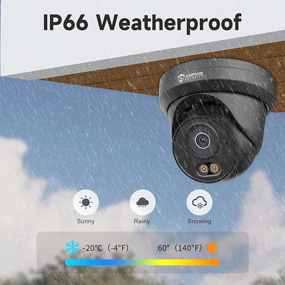 Anpviz 4K 8MP PoE Security IP Camera Outdoor Wired, AI Human Vehicle Detection, 100FT Smart Dual Light Color Night Vision, Built-in Mic, IP66 Waterproof, Black, NDAA, IPC-D3B83B-S (U Series)