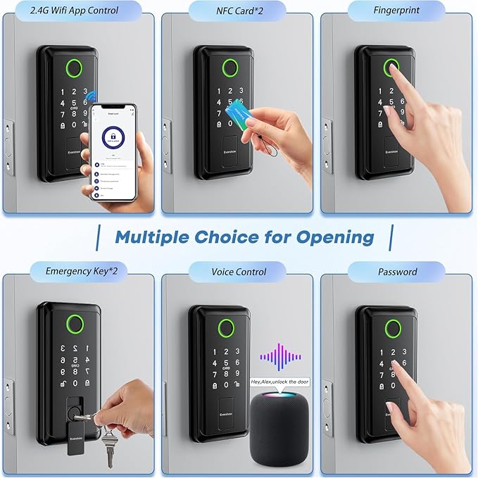 Keypad Door Lock with Handle, Electronic Digital Keypad Deadbolt with App, Keyless Entry Fingerprint Lock Auto Lock & One Touch Locking, Front Smart Door Handle Sets