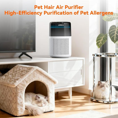AIRROMI HEPA Air Purifier for Bedroom&Home,Pet Air Purifier for Home Pets,Removes Pet Odor,Cat Litter Smell,Dust,Smoke&Allergies,Quiet Room Air Purifier with Scents,360°Air Cleaner,A2005 White