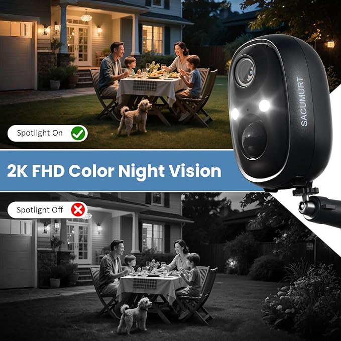 WiFi Cameras for Home Security, Solar Powered Security Cameras Wireless Outdoor, Outdoor Camera Wireless,Works with Alexa & Google Home, Free Cloud Storage(Need Apply) 4-Pack