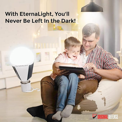 Original Defense EternaLight Rechargeable LED Bulbs (1 Count) - Emergency Light Bulbs with Battery Backup for Power Outages, Home, Camping, and Outdoor Activities - Solar Powered