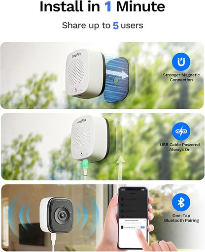 LongPlus 3K 5MP Window Cameras for Home Security 2 Pack WiFi6 Indoor Camera