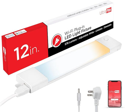 UltraPro 12 inch Plug-in Wi-Fi Under Cabinet Lights, Many White