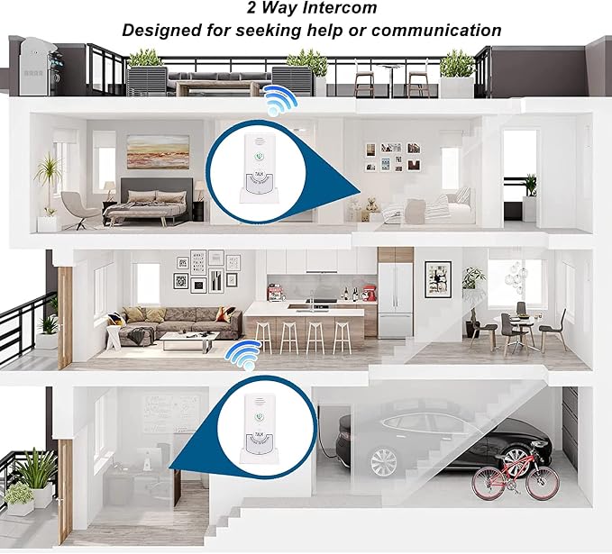 Wireless Intercom Doorbells, Adjustable Voice Intercom Home Smart 2 Way Talk Doorbell, Electronic Doorbell for Hospitals, Hotels, Factories, Teahouses (White)
