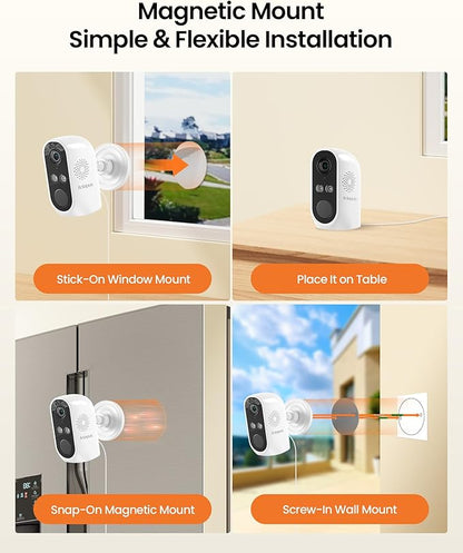 Anlapus 3MP 2K WiFi Security Camera Outdoor Indoor, WiFi6 & 2.4GHz Plug-in Cameras for Home Security, Color Night Vision, Human Vehicle Detection, Spotlight Siren Alarms, 24/7 Recording,Easy Install