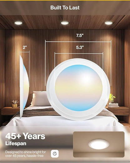 Sunco 60 Pack LED Disc Lights Ceiling 6 Inch, Flush Mount Disk Light, Recessed Can Lighting, 1050 LM, 15W (75W Equivalent), Selectable CCT 3000K/4000K/5000K/6000K/6500K, Dimmable, Damp Rated ETL