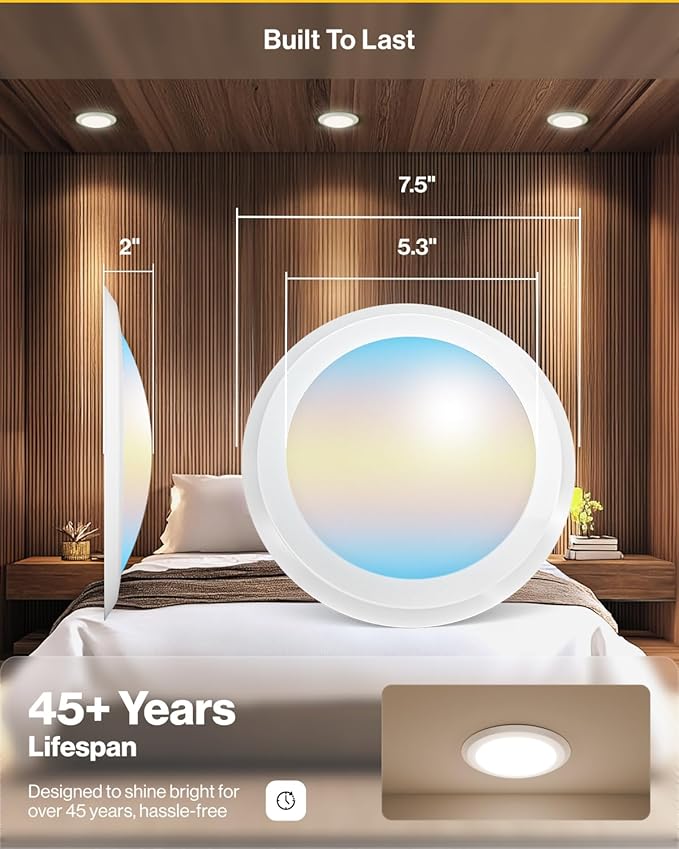 Sunco 36 Pack LED Disc Lights Ceiling 6 Inch, Flush Mount Disk Light, Recessed Can Lighting, 1050 LM, 15W (75W Equivalent), Selectable CCT 3000K/4000K/5000K/6000K/6500K, Dimmable, Damp Rated ETL