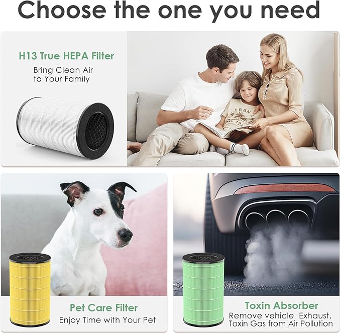 AP-T45 AP-T40FL Replacement Filter Compatible with 1461901 HoMedics Air Purifier Filter, Replacement for TotalClean AP-T40 AP-T40WT AP-T45WT H13 True HEPA Filters, Improving Moist Conditions, 2-Pack