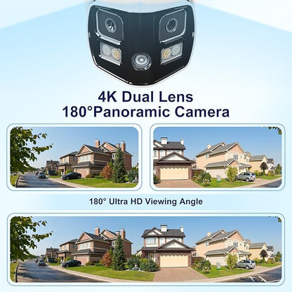 Anpviz 4K Dual Lens PoE IP Security Camera Outdoor 180 Degree Panoramic Wide Angle, 8MP PoE Camera with Smart Dual Light, Human/Vehicle Detection, Two Way Talk, 512GB SD Slot, Full Metal (U Series)