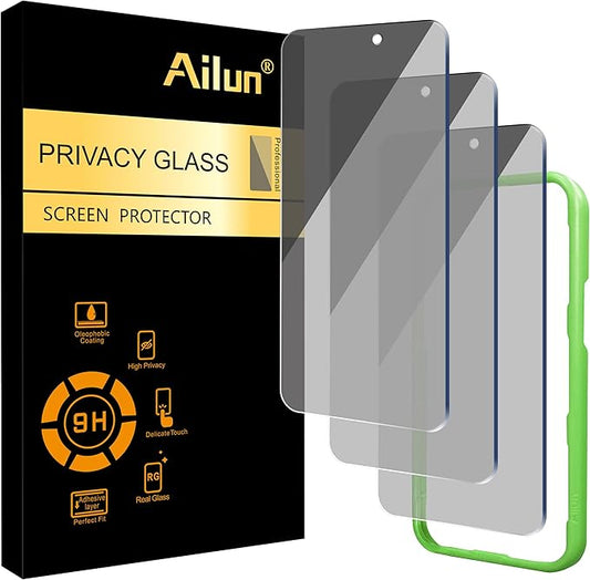 Ailun 3 Pack Privacy Screen Protector for iPhone 16 Pro/iPhone 17 [6.3 inch], Anti Spy Private Tempered Glass Anti-Scratch Case Friendly