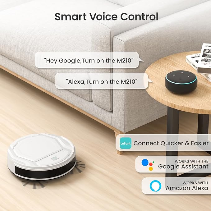 Lefant M310 Robot Vacuum Cleaner, 4500Pa Powerful Suction, PreciSense Obstacle Avoidance, Slim, Quite, 160 Mins Self-Charging Robotic Vacuums, WiFi/App/Voice, Ideal for Pet Hair Hard Floors, Gray
