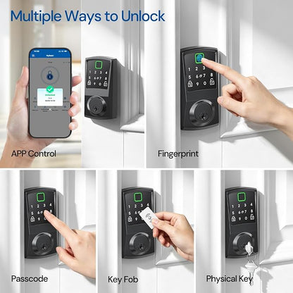 Nyboer 7-in-1 Keyless Smart Deadbolt Lock | Keypad Deadbolt,Easy Installation,Fingerprint unlock,Remote Control,Auto Lock,Waterproof