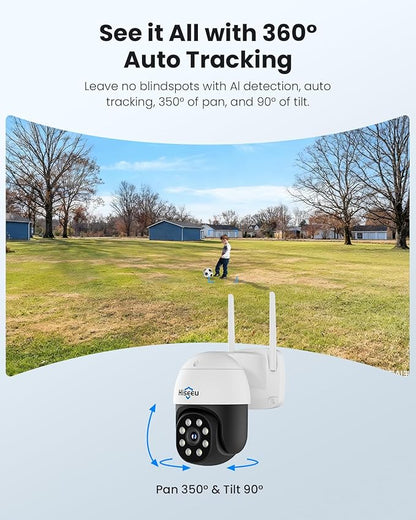 Hiseeu 4K 8MP Security Camera Outdoor, Wireless Home Security Camera with Pan & Tilt, WiFi Pro 2.4/5GHz, Auto Tracking, Color Night Vision, Two Way Audio, IP66, Plug in, No Subscription