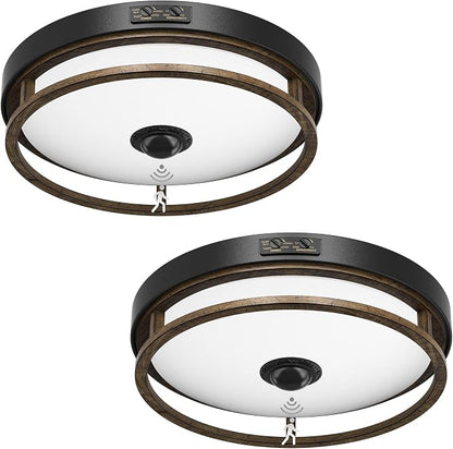 2Pack 12" LED Motion Sensor Outdoor Ceiling Light for Porch, Brown
