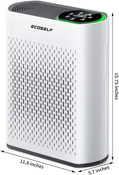 Air Purifier for Large Room, Cleans 2,400 ft² in 30 Mins, 3-Stage True HEPA, 360° Airflow, Large Touch Display Control, Real-Time Air Quality (PM2.5) Display, Ultra-Quiet 20dB Sleep Mode, HAP602 White