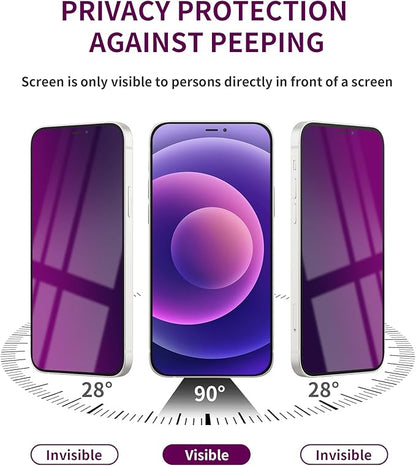 2 Pack Privacy Screen Protector for iPhone 12/12 Pro Tempered Glass 6.1'' Private Saver Anti-Spy Anti-Blue Light Eye Protection Anti-Scratch Full Coverage No Bubble