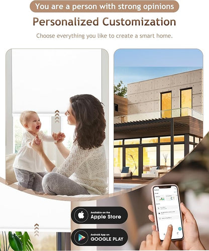 Kincmo Motorized Blinds with Remote,100% Blackout Motorized Roller Shades Work with Apple Homekit,Alexa,Google, Custom Electric Blinds with App,Voice Control (Vinyl White)