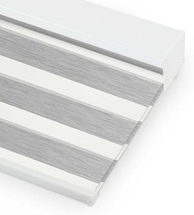 Bringnox Smart Motorized Zebra Roller Blinds - 100% Blackout, Remote Control, Works with HomeKit, Google Home & Alexa via Hub, Custom Size (100% Blackout Dark Grey-41)