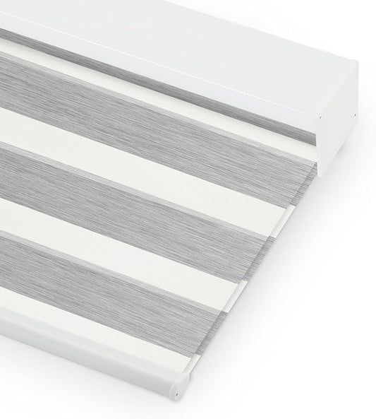 Bringnox Smart Motorized Zebra Roller Blinds - 100% Blackout, Remote Control, Works with HomeKit, Google Home & Alexa via Hub, Custom Size (100% Blackout Dark Grey-41)