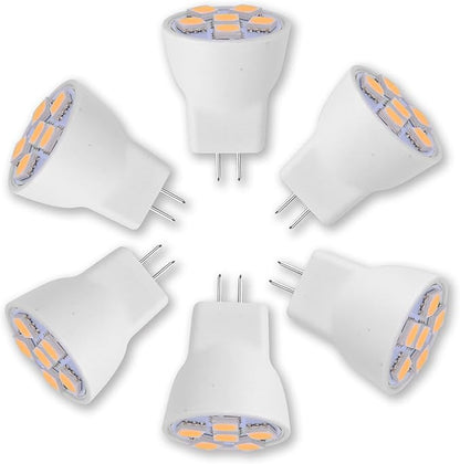 MR8 Light Bulb LED Replacement For Mini Halogen Recessed Lamps 12 Volt 1" Diameter GU4 RV Boat Camper Yacht Train Motor Home Interior Tiny House Ship Van Truck Sprinter Lighting - Warm White - 6 Pack